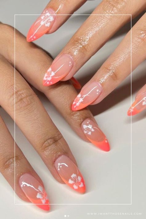 Hawaiian Flower Nails, Colourful Nail, College Nails, Themes Ideas, Tropical Nails, Cute Simple Nails, Nails Easy, Aesthetic Nails, Summery Nails