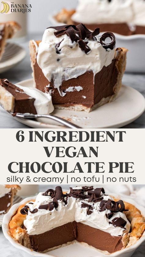 Vegan Chocolate Pie, Vegan Pies, Vegan Thanksgiving Dessert, Vegan Pies Recipes, Dessert Board, Desserts Keto, Vegan Baking Recipes, Milk Allergy, Vegan Christmas Recipes