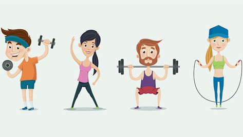 Tips on Picking the Right Exercise for Your Health Needs - TheDiabetesCouncil.com Gym Cartoon, Fitness Cartoon, Fitness Illustration, Exercise Images, Woman Cartoon, Low Intensity Workout, Best Exercise, Benefits Of Exercise, Poster Drawing