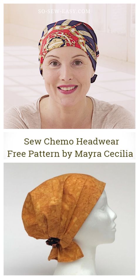 DIY Fabric Chemo Headwear Free Sewing Pattern and Tutorial Fun Fabric Prints, Chemo Caps Pattern, Fabric Art Diy, Scrub Hat Patterns, Scrub Caps Pattern, Chemo Scarves, Sewing Hats, Hat Patterns Free, Chemo Headwear