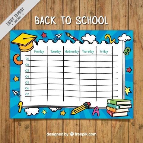 School Curriculum Design, Yellow Graduation Cap, Free School Labels, Timetable Design, Study Plan Template, Class Timetable, Timetable Template, School Art Activities, Classroom Charts