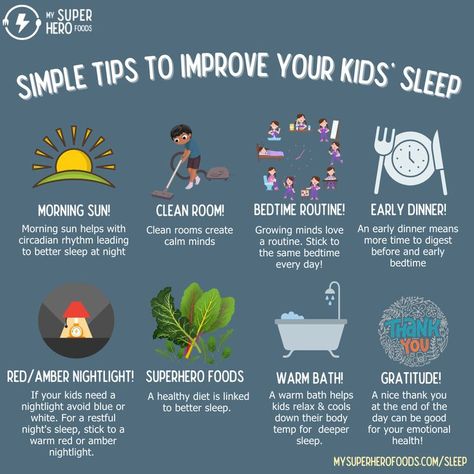 Sleep is an important pillar of our kids' wellness. Quality sleep is associated with many, many benefits for kids including improved performance in school, better attention, improved ability to learn, improved brain and body development, improved mental health, and more. Follow these 8 simple tips to improve your kiddos' sleep quality. Save this post so you can reference it in the future. My Superhero, Child Health, Positive Parenting Solutions, Routine Ideas, Parenting Solutions, Sleep Dream, Learning Stations, Teaching Quotes, Health Activities