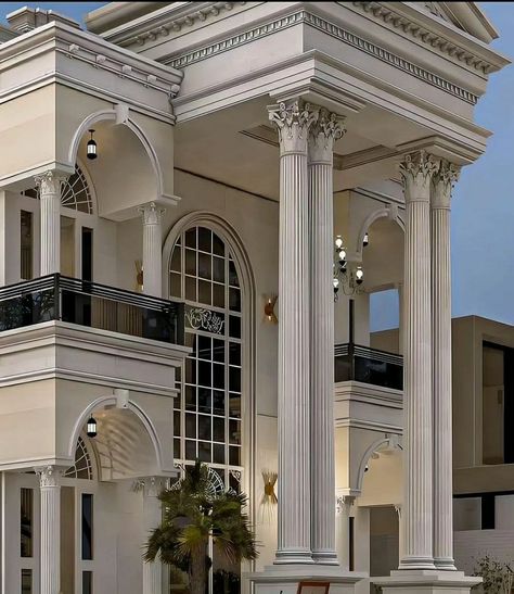 Modern Neoclassical Architecture, Smart House Plans, Classical Facade, Modern Contemporary House Plans, Classic Facade, House Architecture Styles, Abuja Nigeria, Luxury Exterior, Architecture Elevation