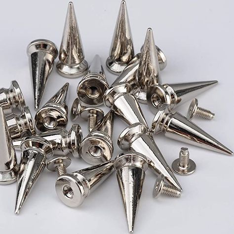 AmazonSmile: YORANYO 20 Sets 25MM Silver Color Metallic Spikes and Studs 1" Metal Bullet Cone Spikes Screw Back Large Punk Studs and Spikes for Clothing Shoes Leather Belts Bags Accessories with Installation Tools : Arts, Crafts & Sewing