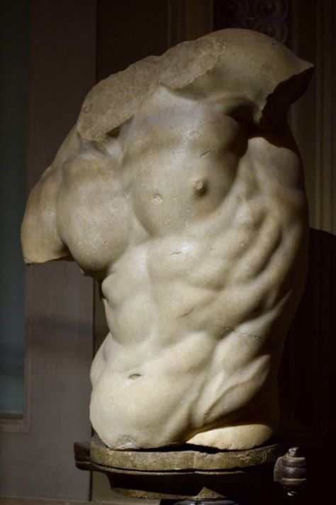 Marble Sculpture Male, Male Statue Greek, Greek Statue Torso, Male Torso Drawing Reference, Greek Statues Male, Male Torso Reference, Torso Sculpture, Roman Statue, Anatomy Sculpture