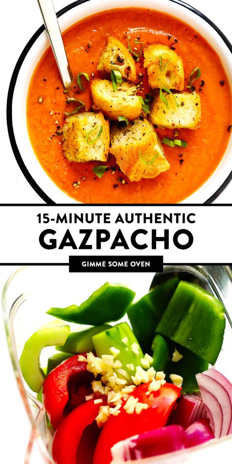 Authentic Gazpacho Recipe, Authentic Spanish Recipes, Tomato Gazpacho, Gazpacho Soup, Living In Spain, Stew Soup, Gazpacho Recipe, Savory Pies, Vitamix Recipes