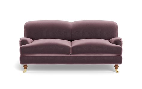 Designed in collaboration with The Everygirl, the Rose custom sofa is traditional to its core, complete with a classic English roll arm, pleated tailoring, a soft silhouette, and turned wooden legs with casters. The rounded back provides the perfect level of support, yet easily accommodates your favorite pillows. Designed to make a subtle statement in any space, the Rose exudes classic charm. “I was especially inspired by the set designs of everyone’s favorite Nancy Meyer movies— beautiful and l Nancy Meyers Movies, English Sofa, Purple Couch, Set Designs, The Everygirl, Interior Define, Custom Sofa, Loveseat Sofa, Velvet Sofa