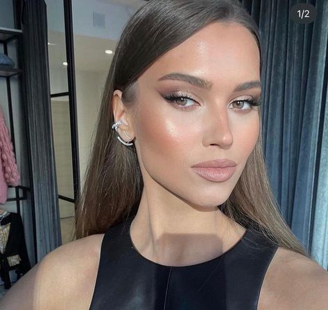 Lifted Makeup Look Glam, Glow Bronze Makeup, Black Tie Makeup Looks Blue Eyes, Soft Glam Makeup Hazel Eyes, Bronzed Makeup Look Sun Kissed, Makeup Looks For Wedding Guest, Glam Makeup Brown Eyes, Brunette Makeup Looks, Soft Brown Eye Makeup