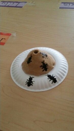 Ant hill craft for kids.     Mix sand and glue together put on a plate let… Ant Hill Craft, Ant Crafts For Kids, Preschool Ant, Ants Activities, Ant Crafts, Bug Activities, Insects Preschool, Ant Hill, Bugs Preschool