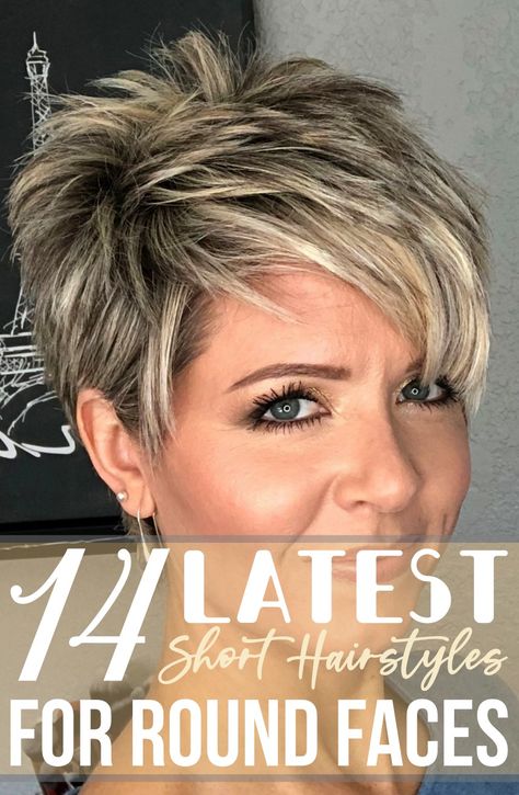 14 Latest Short Hairstyles for Round Faces Short Hair Plus Size, Hairstyles For Fat Faces, Short Hairstyles Over 50, Chubby Face Haircuts, Chubby Face, Short Hair Cuts For Round Faces, Hairstyle For Chubby Face, Short Shaggy Haircuts, Funky Short Hair