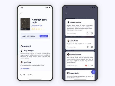 Book Reviews by Dldp | Dribbble | Dribbble Ui Portfolio, App Development Design, Mobile Review, Mobile Ui Design, App Design Inspiration, Mobile App Ui, App Reviews, App Ui Design, Book App