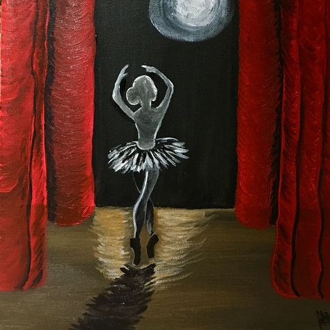 “Beautiful Dreamer” by Ashli L. Williams #easy #painting #carazypaintstudio #acrylic #ashlilyns #ballerina #ballet #stage To come to this class or see more of our events visit www.carazypaint.com ! Or visit my personal website for my events at www.ashlilyns.wixsite.com/sanctuary ! Thank you! 😊❤️ Stage Painting, Dance Paintings Easy, Stage Drawing, Ballet Painting Easy, Dance Acrylic Painting, Ballet Canvas Painting, Ballerina Dancing Painting, Famous Ballet Paintings, Ballerina Drawing