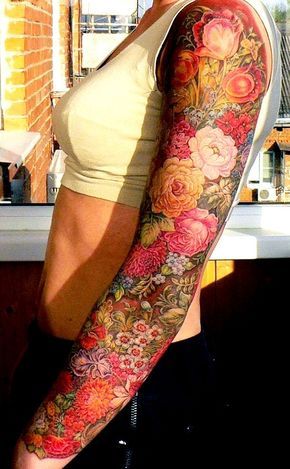 Geniale Tattoos, Floral Tattoo Sleeve, Flower Sleeve, Tatuaje A Color, Lily Tattoo, Full Sleeve Tattoos, Tattoo Me, Tattoo Women, Sleeve Tattoos For Women