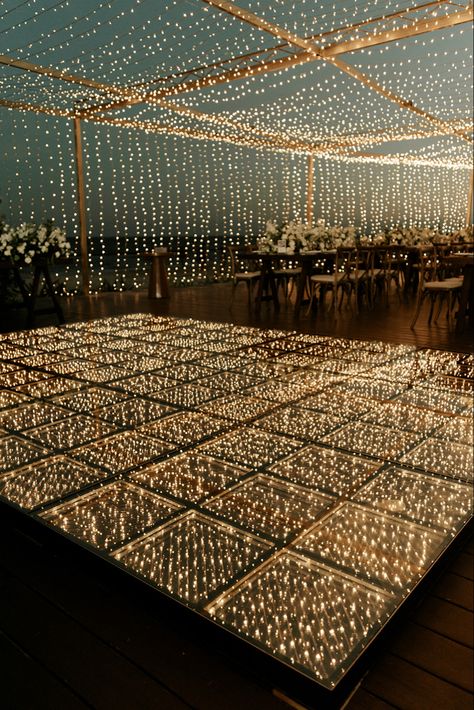 Lanterns Over Dance Floor, Fairy Lights Wedding Dance Floor, Fairy Light Dance Floor Wedding, Sangeet Dance Floor Decor, Dim Lit Wedding Reception, Wedding Party Dance Floor, Light Up Dance Floor Wedding, Wedding Dance Floor Aesthetic, Wedding Ideas Dance Floor