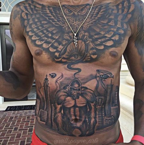 Chris Brown Neck Tattoo, Mens Stomach Tattoo, Holding A Snake, Arm Tattoos Lettering, Bird Tattoos Arm, Black Men Tattoos, Best Neck Tattoos, Chest Ideas, Stomach Tattoo