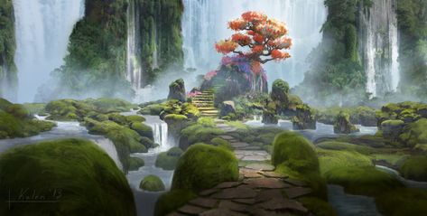 Garden Concept, Blur Studios, Concept Art World, Landscape Concept, Fantasy Setting, Biome, Fantasy Places, Art Et Illustration, Matte Painting