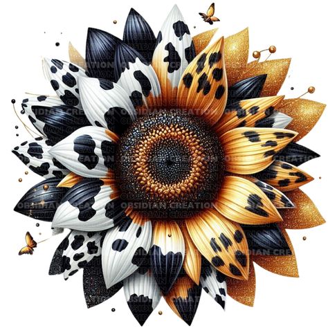 Sunflower Png Free, Sunflower Tattoos Black And White, Sublimation Designs For Cups, Cow Print Sunflower, Sublimation Designs Free, Aesthetic Clipart, Shirt Images, Cow Sunflower, Western Sublimation Designs