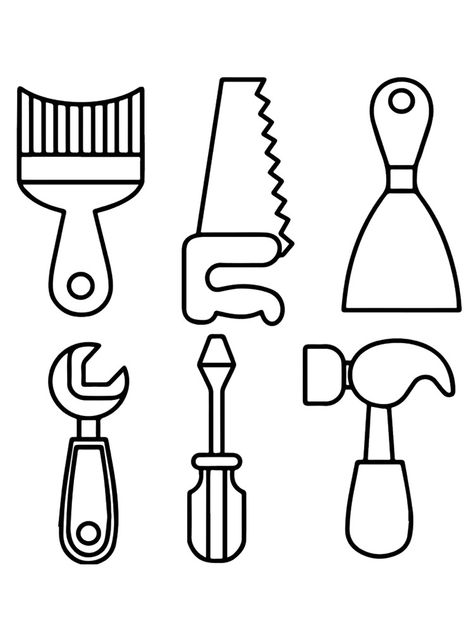 Tool coloring pages. Free Printable Tool coloring pages. Tool Box Preschool Craft, Tool Box Template Printable, Tools Coloring Pages Free Printable, Construction Tools Printable, Construction Tools Drawing, Tool Templates Free Printable, Tools Coloring Page, Tools Preschool Activities, Construction Coloring Pages Free