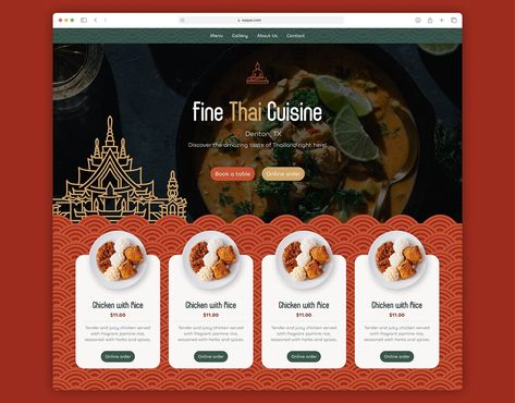 Restaurant website UI by The Digital Bunch on Dribbble Thai Restaurant Design, Chef Website, Food Website Design, Restaurant Website Design, Restaurant Website Templates, Restaurant Web, Vietnam Food, Restaurant Website, Ui Design Website