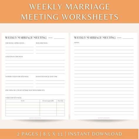 Weekly Marriage Meeting Printable, Weekly Marriage Check-in Worksheet, Relationship Check-in Template, Weekly Couples Meeting Printable - Etsy Weekly Family Meeting Template, Weekly Marriage Meeting, Weekly Couples Meeting, Weekly Meeting With Spouse, Marriage Meeting Agenda, Relationship Meeting, Couples Meeting, Marriage Meeting, Family Meetings