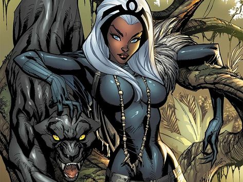 It's Shuri from Black panther comic books....Shuri is a fictional superhero appearing in American comic books published by Marvel Comics. The character was created by writer Reginald Hudlin and artist John Romita, Jr., first appearing in Black Panther vol.... Female Black Panther, Black Panther Storm, Black Panther Comic, Storm Marvel, Danger Girl, J Scott Campbell, Black Panther Art, Cartoon Character Tattoos, The Black Panther