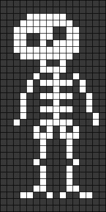 Ghost Crochet Tapestry, Tapestry Crochet Small Pattern, Alpha Patterns Skeleton, Skeleton Pixel Art Grid, Crochet Tapestry Black And White, Skeleton Perler Bead Patterns, Alpha Patterns Skull, 20x20 Alpha Pattern, Crochet Grid Patterns Easy