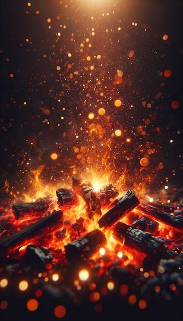 Photo vivid fire embers rising from char... | Premium Photo #Freepik #photo Pyrotechnics Aesthetic, Ember Candles, Fire Embers, Earth Genasi, Glowing Embers, Modern Tv Unit Designs, Photo Elements, Fire Stock, Modern Tv Units