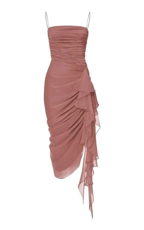 Rouched Dress, Draped Midi Dresses, Draped Skirt, Long Midi Dress, Airport Fashion, Satin Maxi Dress, Satin Midi Dress, Glam Dresses, Draped Dress