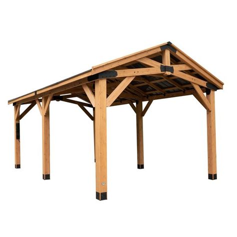 Carport Gazebo, Rectangle Gazebo, Wooden Carports, Permanent Gazebo, Carport Kits, Cedar Posts, Grill Gazebo, Steel Roof, Hardtop Gazebo