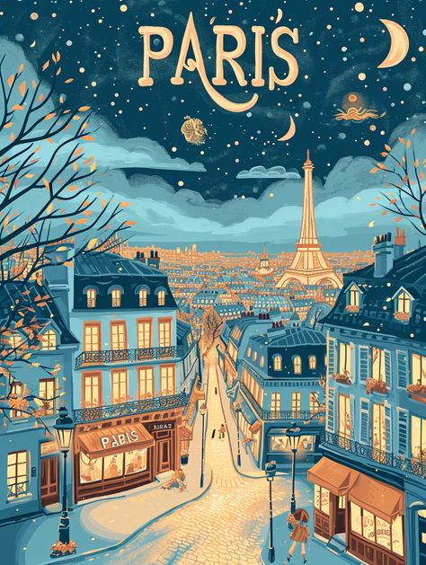 🎨💫Travel Wall Art with Midjourney Prompts - Click the Link in my Bio👉🔗 French Aesthetic Illustration, Paris Map Illustration, Paris Cartoon, Springtime Wallpaper, French Pictures, Paris Illustration, Illustration Techniques, Paris Poster, City Illustration