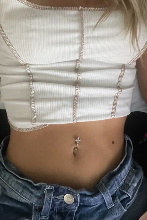 belly button piercing | navel piercing | belly ring | silver belly ring | simple belly ring | cross belly ring | cute belly ring | Belly Rings Aesthetic, Belly Button Rings Aesthetic, Belly Button Ring Aesthetic, Belly Button Piercing Rings, Rings Cross, Rings Cute, Rings Aesthetic, Dangle Belly Rings, Piercing Ring