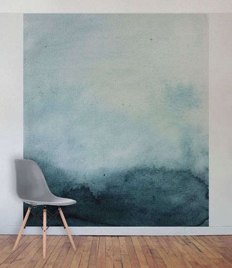 Watercolor Mural, Turquoise Watercolor, Watercolour Wall, Ombre Wall, Office Wallpaper, Removable Wall Murals, Watercolor Walls, Trendy Home, Home Wallpaper