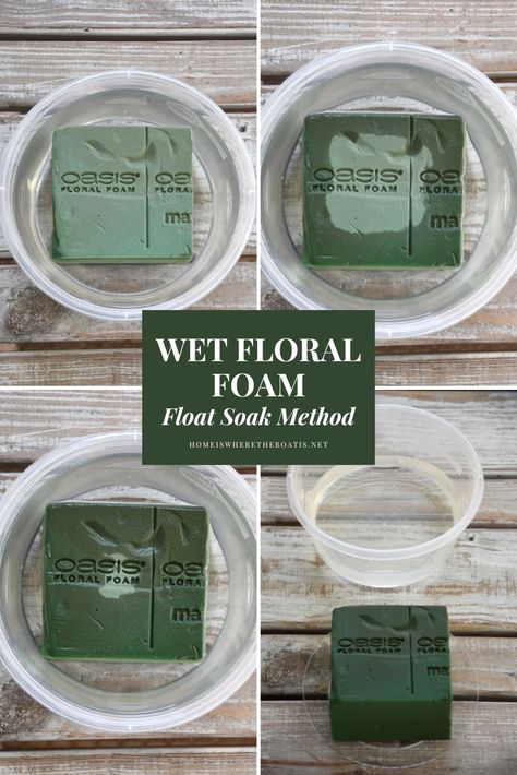 Wet Floral Foam Float Soak Method for maximum flower hydration and flower arranging tips #fall #lake #autumn #bloomingpumpkin #tablesetting #diy ©homeiswheretheboatis.net Thanksgiving Floral Arrangements, Flower Oasis, Fall Lake, Wet Foam, Thanksgiving Floral, Floral Arranging, Foam Blocks, Potting Bench, Holiday Floral