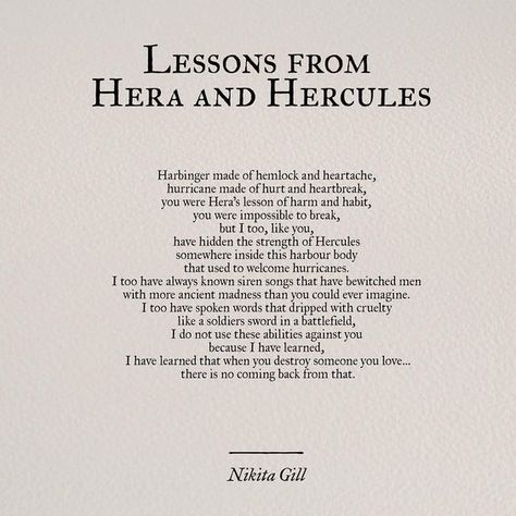 lessons from hera and hercules, a poem by nikita gill Poems Deep, Nikita Gill, Ocean Quotes, Feminist Quotes, Poetry Words, A Poem, Poem Quotes, Powerful Quotes, Poetry Quotes