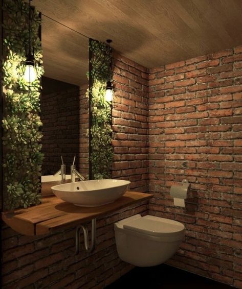 Wc Decoration, Entryway Modern, Brick Interior, Decoration Restaurant, Bathroom Decor Luxury, Industrial Interior Design, Boho Chic Bedroom, Small Bathroom Ideas Modern, Decor Entryway