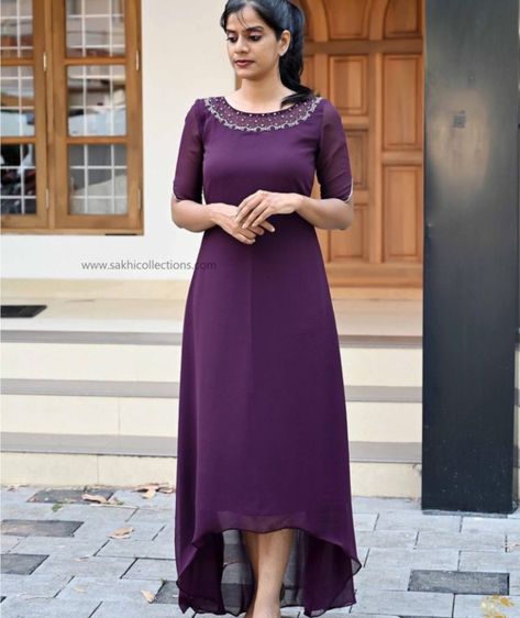 Gorget Kurti, Gorget Dress Design, Betrothal Dress, Half Frock, Kurthi Necks, Frock Traditional, Kurthi Design, Office Wear Dresses, Ethnic Wears