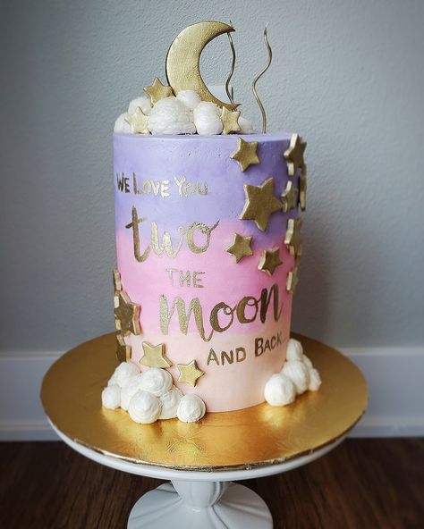 Two the moon cake, Twinkle Twinkle cake, birthday cake, ombre cake Twinkle Twinkle Cake, Twinkle Cake, Two The Moon Cake, Two The Moon Party, Second Birthday Cakes, Moon Birthday, Two The Moon, 2nd Birthday Party For Girl, 1st Birthday Party For Girls