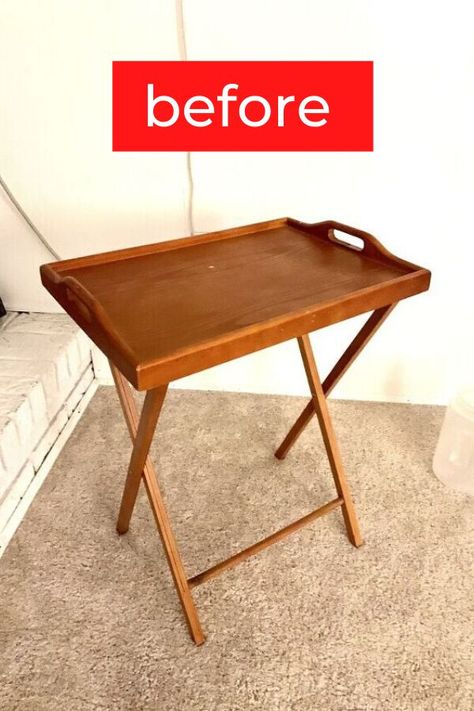 Make over an old vintage folding table with this easy and quick table update idea. Check out the before and after of this table upgrade perfect for living room decor idea on a budget. #hometalk Folding Table Makeover, Huge Wine Glass, Cleaning Marble Floors, Making A Compost Bin, Wood Folding Table, Accent Wall Stencil, Diy Chalkboard, Cottage Interior, Burlap Table Runners