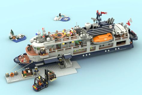 Cruise Ship Lego Cruise Ship, Lego Bus, Lego Train Tracks, Lego Boat, Lego Train, Lego Ship, Lego Vehicles, Custom Minifigures, Lego Custom Minifigures