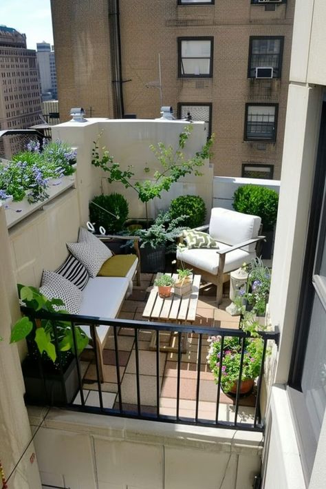 52 Small Apartment Patio Ideas: Big Style, Tiny Footprint Large Apartment Patio Ideas, Tiny Balcony Ideas, Small Rooftop Ideas, Small Apartment Patio Ideas, Big Balcony Ideas, Apartment Patio Ideas, Rooftop Ideas, Concrete Apartment, Tiny Patio