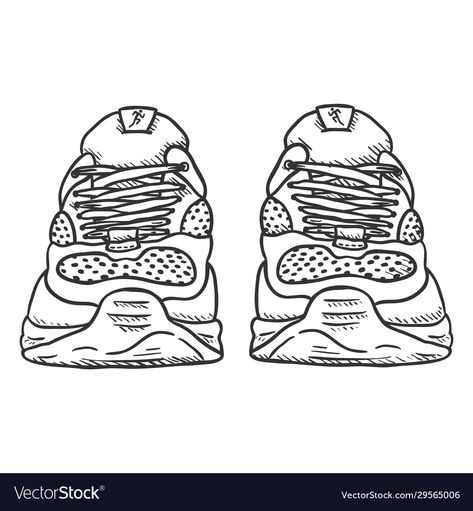 Shoes Front View Drawing, Shoes Front View, Front View Drawing, Sketch Shoes, View Drawing, Sneakers Sketch, Sneakers Illustration, Sneakers Drawing, Shoe Sketches