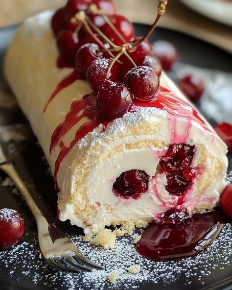 Everything Grandma | Homemade Cherry Cheesecake Cake Roll | Facebook Homemade Cherry Cheesecake, Angel Food Cake Mix, Cream Cheese Spread Recipes, Angel Food Cake Mix Recipes, Cake Roll Recipes, Log Cake, Light Cakes, Leftover Cake, Cheesecake Cake