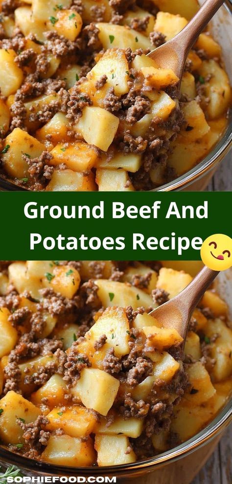 Craving a hearty dish? Our Ground Beef and Potatoes casserole is the perfect solution. With simple ingredients and quick preparation, this family-friendly recipe makes weeknight dinners a breeze for busy households. Cheesy Ground Beef And Potatoes, Quick Easy Meals With Potatoes, Quick Easy Recipes With Hamburger Meat, Ground Beef Quick Recipes, Fast And Easy Ground Beef Recipes, Quick Recipe With Ground Beef, Easy Family Dinners With Ground Beef, Quick And Easy Dinner Recipes Hamburger, Easy Meal Ideas With Ground Beef