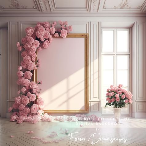 🌟 Welcome to my French Rose Collection! 🌟 Think royal and transform your next creation with these backdrops. Perfect for photographers, graphic designers, and artists, this will add an ethereal touch to your projects. Elevate your next photoshoot with this meticulously crafted backdrop, ideal for portraits, fantasy-themed artwork, and more! Product Details: 🦋 Instant Download: Get started on your project right away with our instant download digital file. 🎨 High-Resolution Quality: This backd Photo Studio Design, Whimsical Baby Shower, Clothing Store Interior, Newborn Backdrop, Rose Parade, Studio Maternity, Beautiful Photoshoot Ideas, Quince Dresses Pink, French Rose