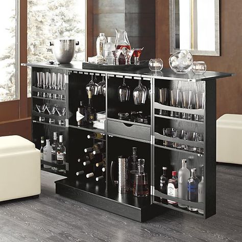 Steamer Bar Cabinet in Bar Cabinets | Crate and Barrel #barfurniture Home Bar Cabinet, Bar Sala, Bar Cabinets, Bar Storage, Home Bar Designs, Mini Bars, Bar Designs, Home Bars, Crate Storage