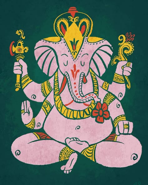 Maximalism Graphic Design, Ganesha Art Illustration, Ganesha Drawing, Ganesha Tattoo, God Goddess, Happy Diwali Images, Elephant God, Diwali Images, Happy Ganesh Chaturthi