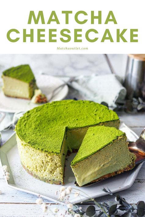 Matcha Cheesecake Recipe, Green Tea Cheesecake, Cake Matcha, Matcha Cheesecake, Matcha Dessert, Matcha Recipe, Classic Cheesecake, Cheesecake Filling, Elegant Desserts