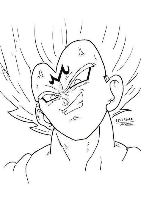 Drawing Majin Vegeta From Dragon Ball Z Majin Vegeta Drawing, Vegeta Majin, Dbz Drawings, Dbz Vegeta, Majin Vegeta, Majin Boo, Ball Drawing, Face Drawing, Dragon Ball Z