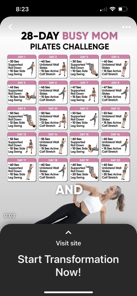 Mom Workout Challenge, 28 Day Busy Mom Pilates Challenge, Busy Mom Pilates Challenge, Pilates At Home Challenge, Wall Pilates, Pilates Challenge, Calf Stretches, Pilates At Home, Mom Bod