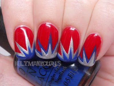 Holy Manicures: Patriotic Explosion Nails. Tennis Nails, July 4th Nails, Firework Design, 4th Nails, Hollywood Nails, Patriotic Nails, Nails Creative, Nails Holiday, Diy Body Care